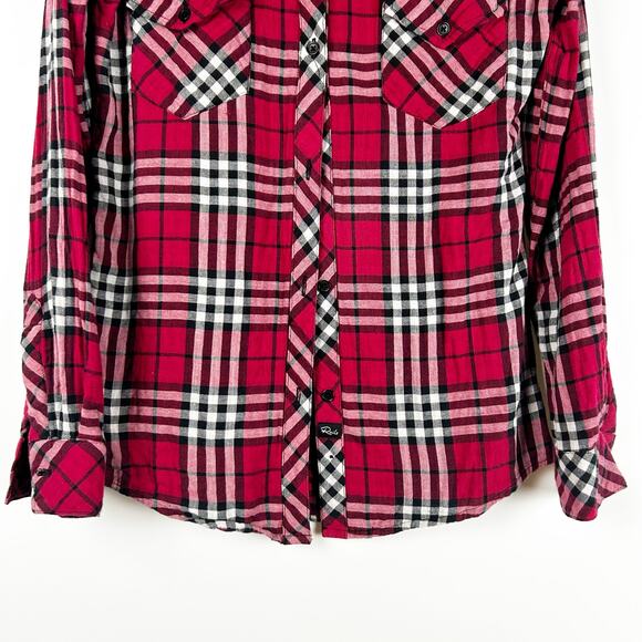 Rails Kendra Red and White Plaid Gauze Shirt Flannel Button Front Womens Size S - Picture 6 of 12